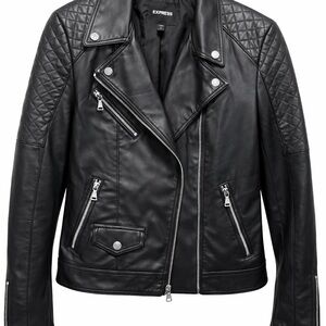 Express Women's Quilted Black Leather Jacket